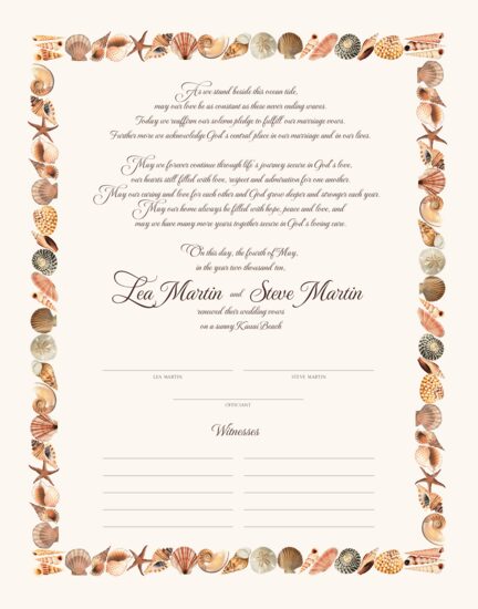 Sea Shell Border 01 Beach and Seashell Wedding Certificates
