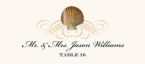 Seashell Flourish 03 Beach, Seashell, and Fish Place Cards