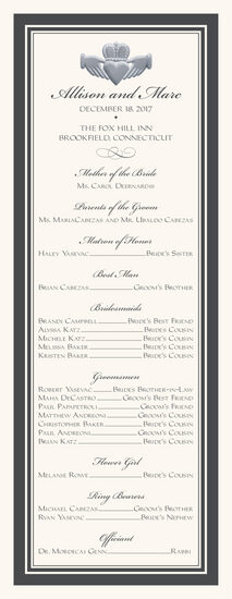 Silver Claddagh Border Celtic Wedding Programs