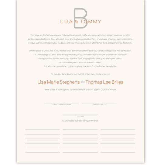 Brownstone Monogram 15 Contemporary and Classic Wedding Certificates