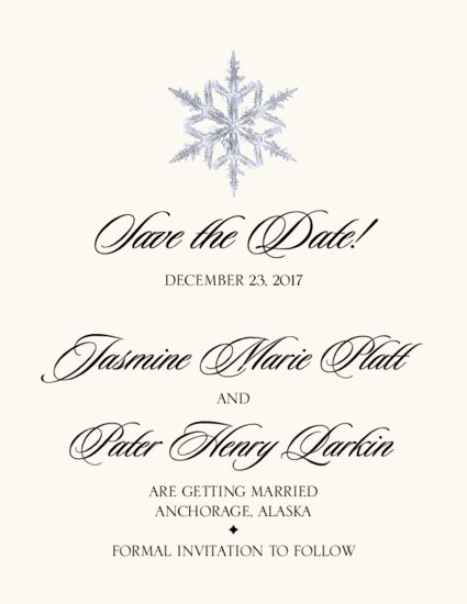 Snowflake 03 Winter, Snowflake, and Holiday Save the Dates