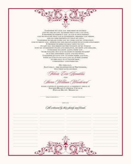 Song Contemporary and Classic Wedding Certificates