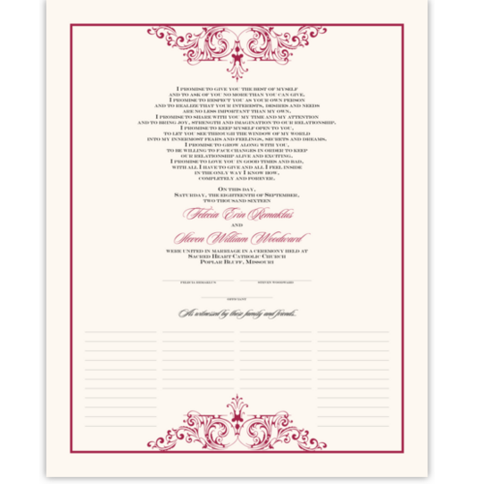 Song Contemporary and Classic Wedding Certificates