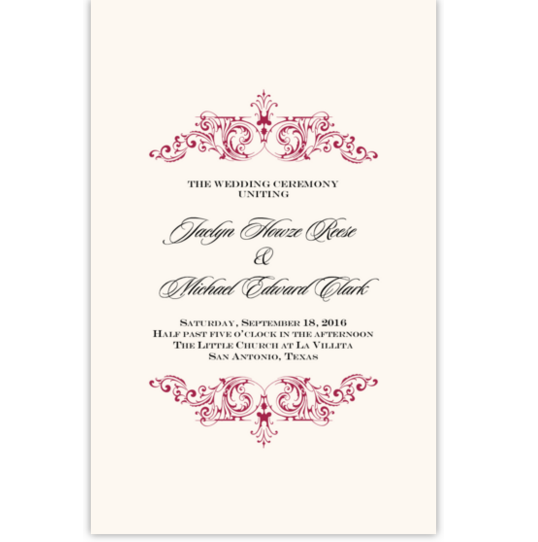 Song Contemporary and Classic Wedding Programs