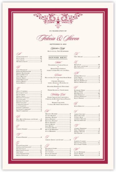 Song Contemporary and Classic Wedding Seating Charts