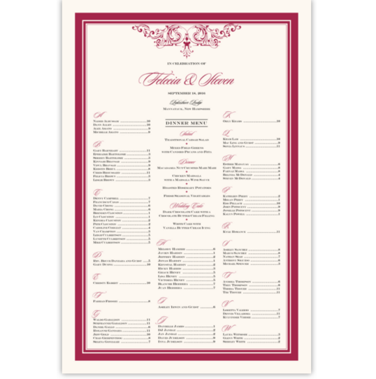 Song Contemporary and Classic Wedding Seating Charts