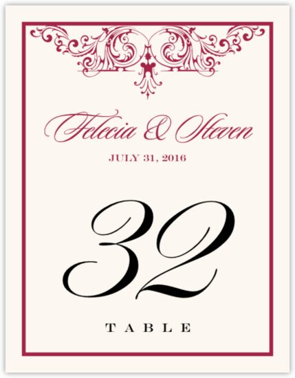 Song Contemporary and Classic Table Numbers