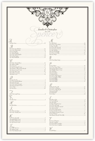 Spiral Swirl Top Contemporary and Classic Wedding Seating Charts