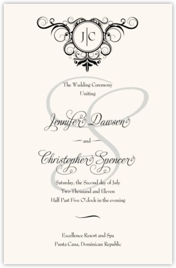 Spiral Swirl Top Contemporary and Classic Wedding Programs