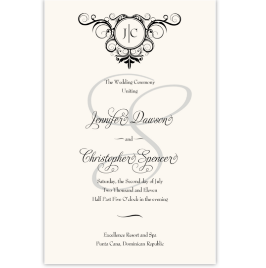 Spiral Swirl Top Contemporary and Classic Wedding Programs