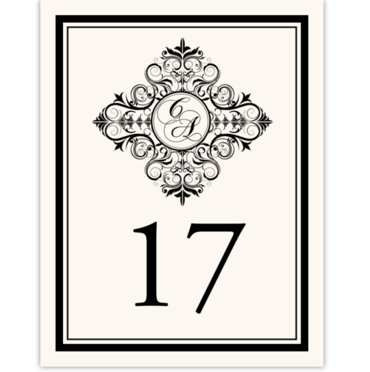 Spiral Swirl Monogram Contemporary and Classic Table Numbers