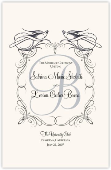 Starling Square Birds and Butterflies Wedding Programs