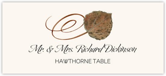 Hawthorne Swirly Leaf Autumn/Fall Leaves Place Cards