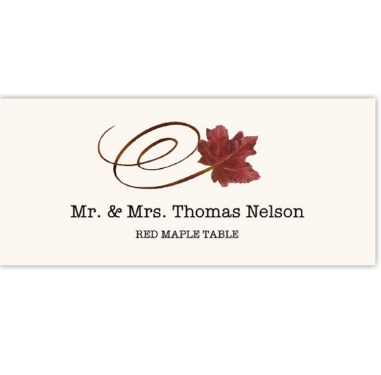 Red Maple Swirly Leaf Autumn/Fall Leaves Place Cards