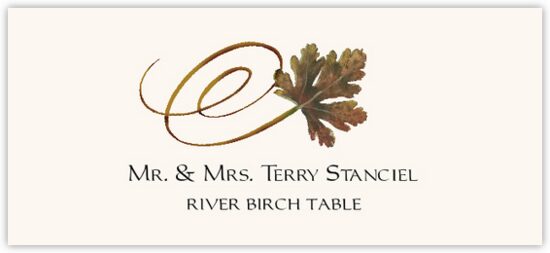 River Birch Swirly Leaf Autumn/Fall Leaves Place Cards
