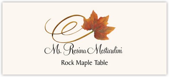 Rock Maple Swirly Leaf Autumn/Fall Leaves Place Cards