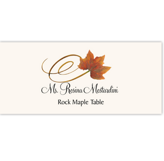 Rock Maple Swirly Leaf Autumn/Fall Leaves Place Cards