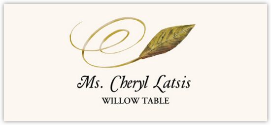 Willow Swirly Leaf Autumn/Fall Leaves Place Cards