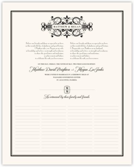 Time Machine Contemporary and Classic Wedding Certificates