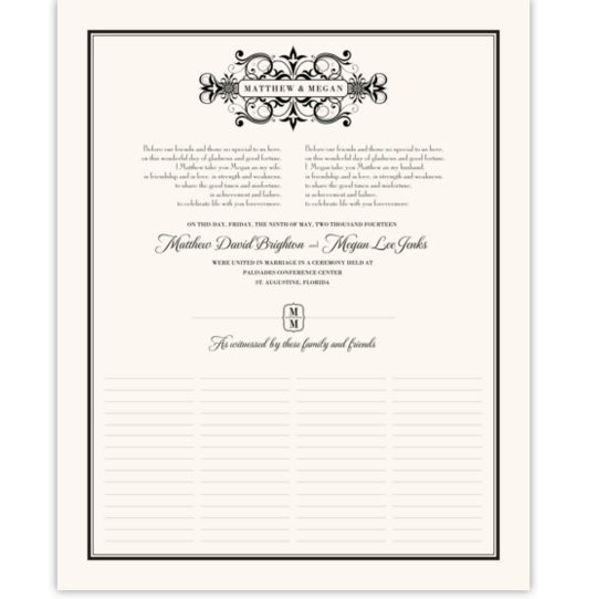 Time Machine Contemporary and Classic Wedding Certificates