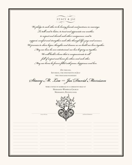 Tree of Life Heart Contemporary and Classic Wedding Certificates