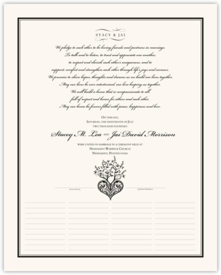 Tree of Life Heart Contemporary and Classic Wedding Certificates