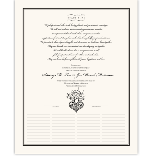 Tree of Life Heart Contemporary and Classic Wedding Certificates