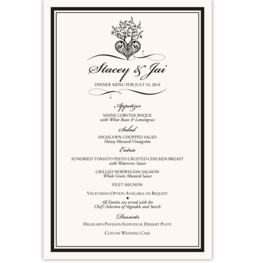 Tree of Life Heart Contemporary and Classic Menus