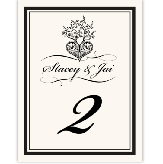 Tree of Life Heart Contemporary and Classic Table Numbers