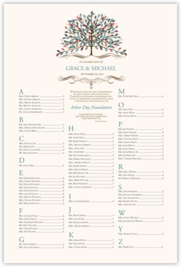 Arbor Day Flowers, Leaves, Vineyard & Grapes Seating Charts