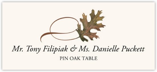 Pin Oak Twisty Leaf Autumn/Fall Leaves Place Cards