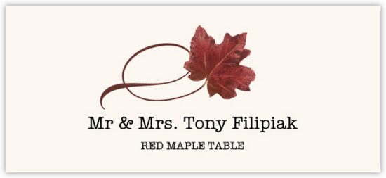 Red Maple Twisty Leaf Autumn/Fall Leaves Place Cards