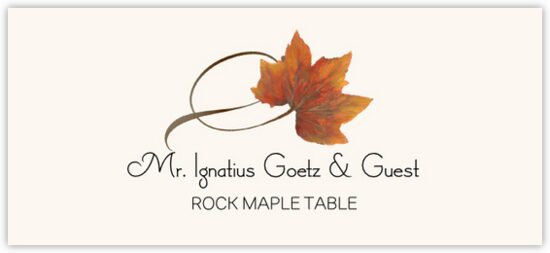 Rock Maple Twisty Leaf Autumn/Fall Leaves Place Cards