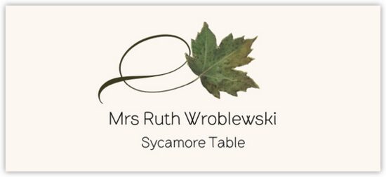 Sycamore Twisty Leaf Autumn/Fall Leaves Place Cards