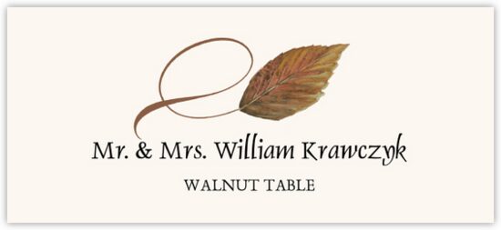 Walnut Twisty Leaf Autumn/Fall Leaves Place Cards