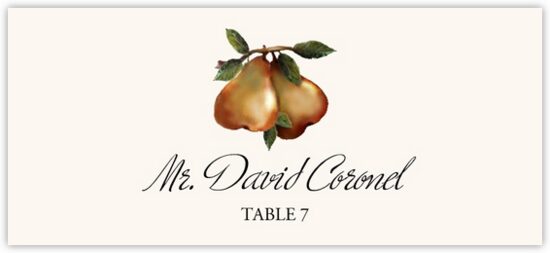 Two Pears Fruit, Grapes and Vineyard Place Cards