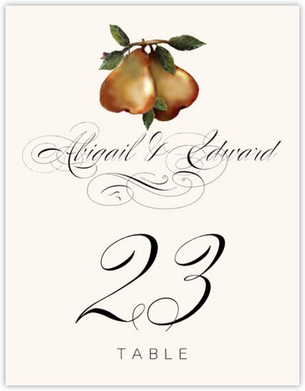Two Pears Fruit and Grape Table Numbers