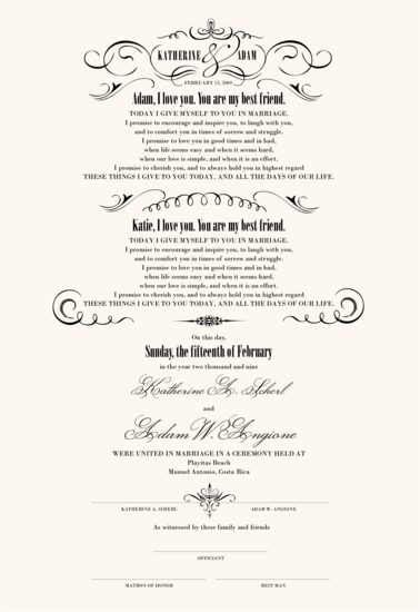 Victorian Flourish Bodini Contemporary and Classic Wedding Certificates