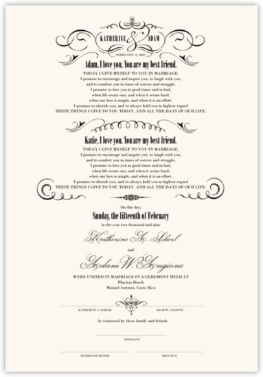 Victorian Flourish Bodini Contemporary and Classic Wedding Certificates