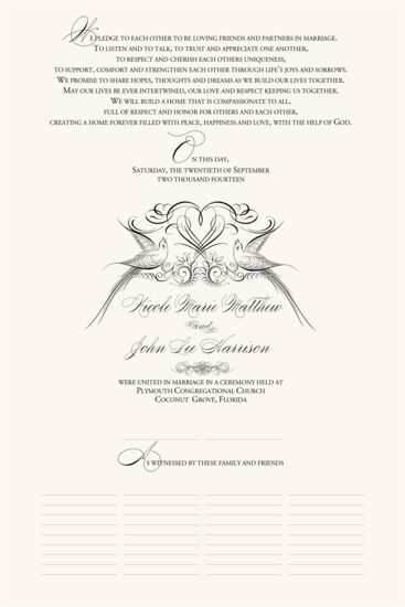 Two Flourish Birds Heart Birds and Butterflies Wedding Certificates