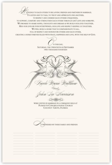 Two Flourish Birds Heart Birds and Butterflies Wedding Certificates