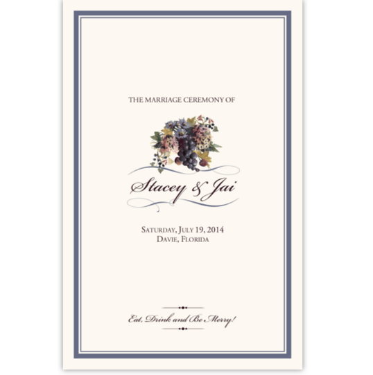 Blue Grapes and Chicory Grapes and Vineyard Wedding Programs