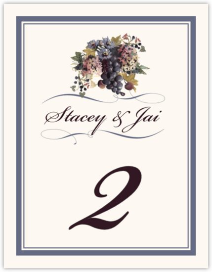 Blue Grapes and Chicory Fruit and Grape Table Numbers