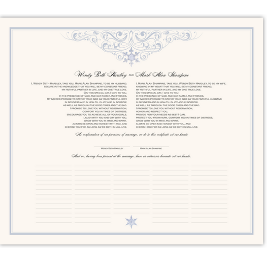 Vintage Snowflake Twist Winter and Snowflake Wedding Certificates