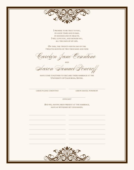 Emerson Vintage Top & Bottom Contemporary and Classic Wedding Certificates