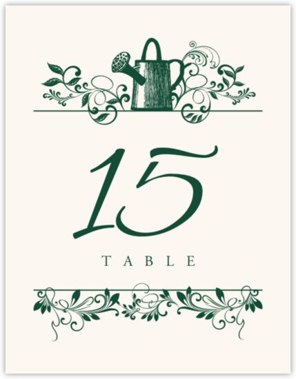 Watering Can Contemporary and Classic Table Numbers