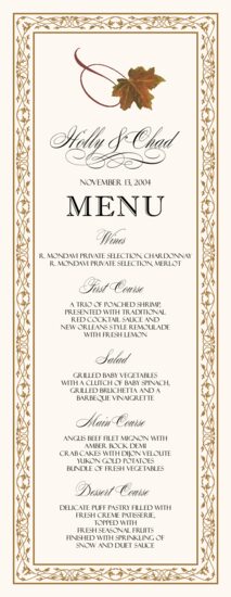 Maple Twist Leaves, Flowers, Vineyard & Grapes Menus