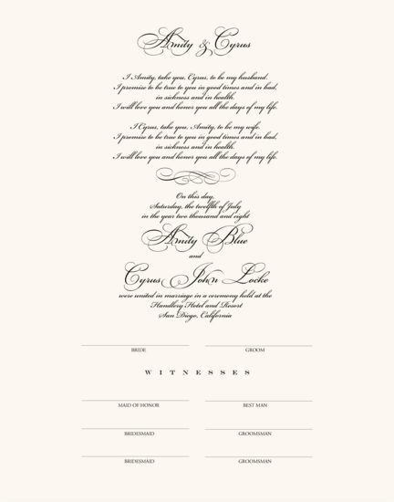 Bickham Classic Contemporary and Classic Wedding Certificates