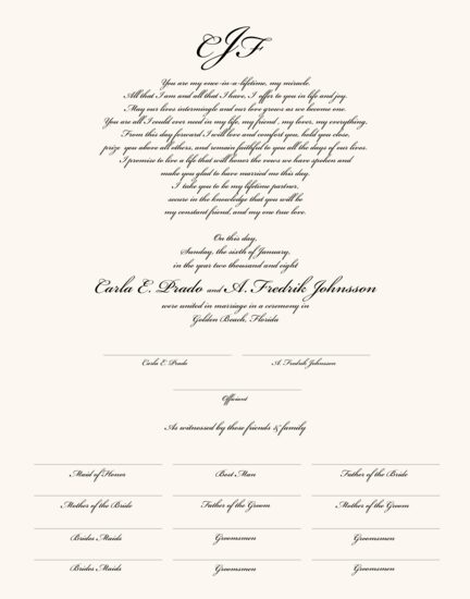 Bickham Traditional Contemporary and Classic Wedding Certificates