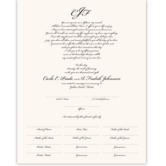 Bickham Traditional Contemporary and Classic Wedding Certificates